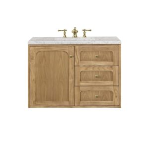 James Martin 545-V36-LNO-3EJP Laurent 36 Inch Light Natural Oak Single Sink Vanity with 3 cm Eternal Jasmine Pearl Top