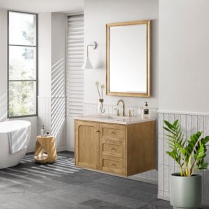 James Martin 545-V36-LNO-3EMR Laurent 36 Inch Light Natural Oak Single Sink Vanity with 3 cm Eternal Marfil Top