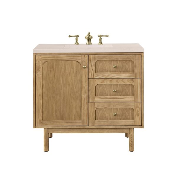 James Martin 545-V36-LNO-3EMR Laurent 36 Inch Light Natural Oak Single Sink Vanity with 3 cm Eternal Marfil Top