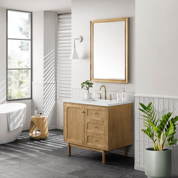 James Martin 545-V36-LNO-3ENC Laurent 36 Inch Light Natural Oak Single Sink Vanity with 3 cm Ethereal Noctis Top