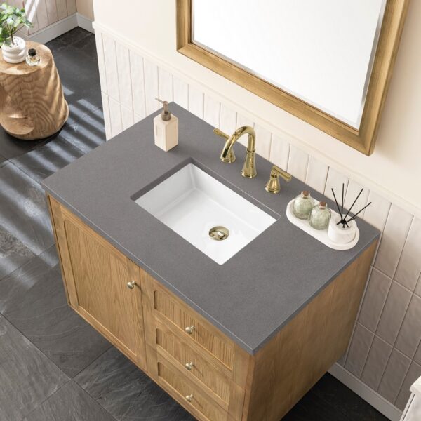 James Martin 545-V36-LNO-3GEX Laurent 36 Inch Light Natural Oak Single Sink Vanity with 3 cm Grey Expo Top