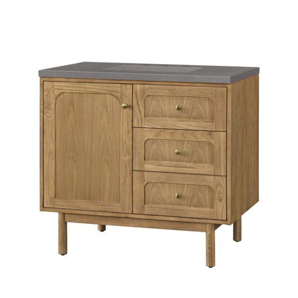 James Martin 545-V36-LNO-3GEX Laurent 36 Inch Light Natural Oak Single Sink Vanity with 3 cm Grey Expo Top