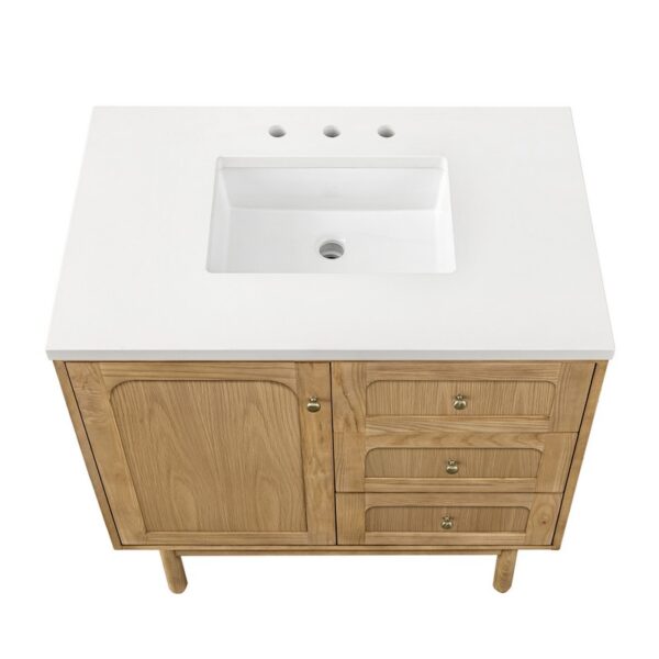 James Martin 545-V36-LNO-3WZ Laurent 36 Inch Single Vanity in Light Natural Oak with 3cm White Zeus Top