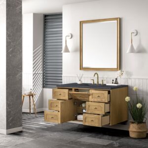 James Martin 545-V48-LNO-3CSP Laurent 48 Inch Light Natural Oak Single Sink Vanity with 3 cm Charcoal Soapstone Top