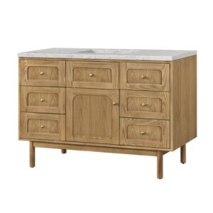 James Martin 545-V48-LNO-3EJP Laurent 48 Inch Light Natural Oak Single Sink Vanity with 3 cm Eternal Jasmine Pearl Top