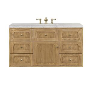 James Martin 545-V48-LNO-3EJP Laurent 48 Inch Light Natural Oak Single Sink Vanity with 3 cm Eternal Jasmine Pearl Top