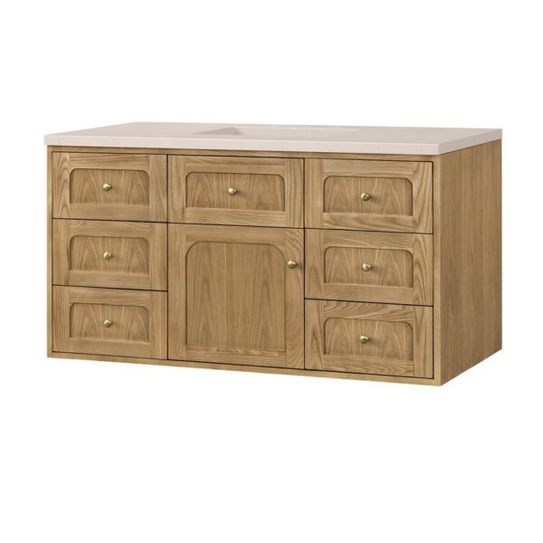 James Martin 545-V48-LNO-3EMR Laurent 48 Inch Light Natural Oak Single Sink Vanity with 3 cm Eternal Marfil Top