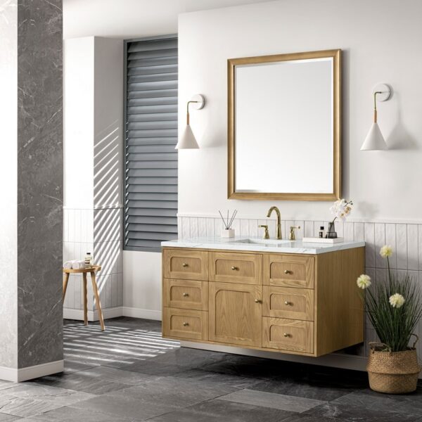 James Martin 545-V48-LNO-3ENC Laurent 48 Inch Light Natural Oak Single Sink Vanity with 3 cm Ethereal Noctis Top