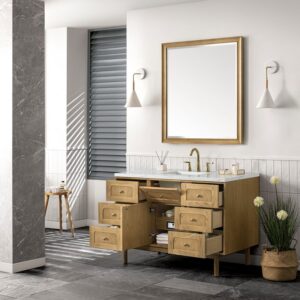 James Martin 545-V48-LNO-3ENC Laurent 48 Inch Light Natural Oak Single Sink Vanity with 3 cm Ethereal Noctis Top