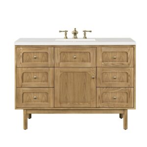 James Martin 545-V48-LNO-3WZ Laurent 48 Inch Single Vanity in Light Natural Oak with 3cm White Zeus Top