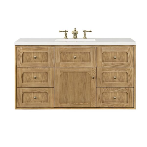 James Martin 545-V48-LNO-3WZ Laurent 48 Inch Single Vanity in Light Natural Oak with 3cm White Zeus Top