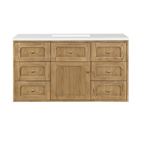 James Martin 545-V48-LNO-3WZ Laurent 48 Inch Single Vanity in Light Natural Oak with 3cm White Zeus Top