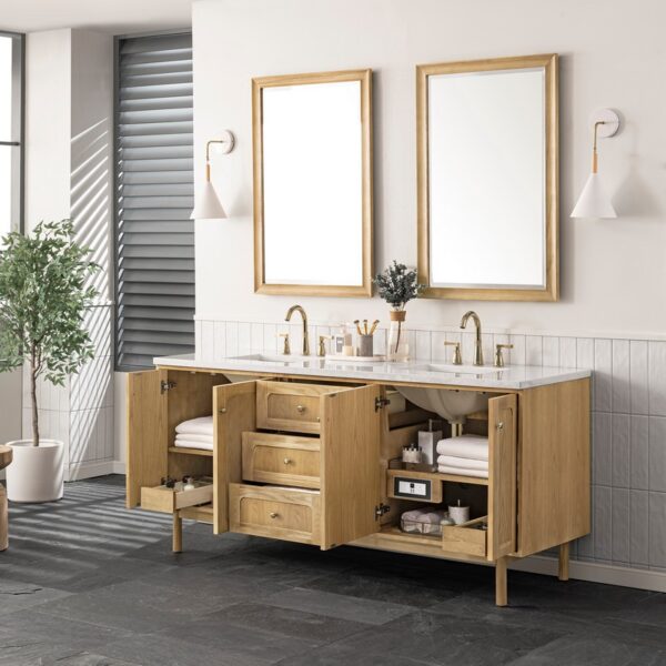 James Martin 545-V72-LNO-3AF Laurent 72 Inch Light Natural Oak Double Sink Vanity with 3 cm Arctic Fall Top