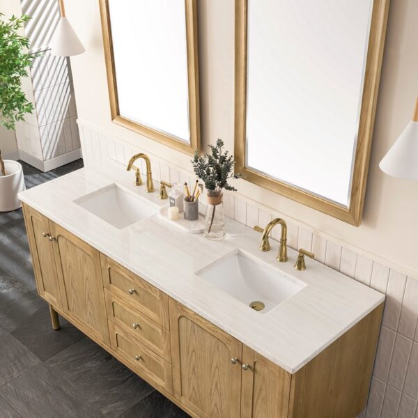 James Martin 545-V72-LNO-3AF Laurent 72 Inch Light Natural Oak Double Sink Vanity with 3 cm Arctic Fall Top