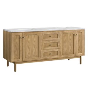 James Martin 545-V72-LNO-3AF Laurent 72 Inch Light Natural Oak Double Sink Vanity with 3 cm Arctic Fall Top