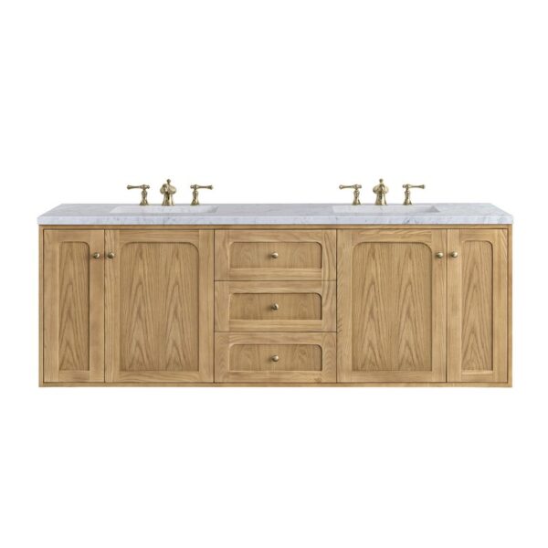 James Martin 545-V72-LNO-3CAR Laurent 72 Inch Light Natural Oak Double Sink Vanity with 3 cm Carrara Marble Top