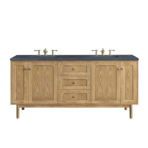 James Martin 545-V72-LNO-3CSP Laurent 72 Inch Light Natural Oak Double Sink Vanity with 3 cm Charcoal Soapstone Top