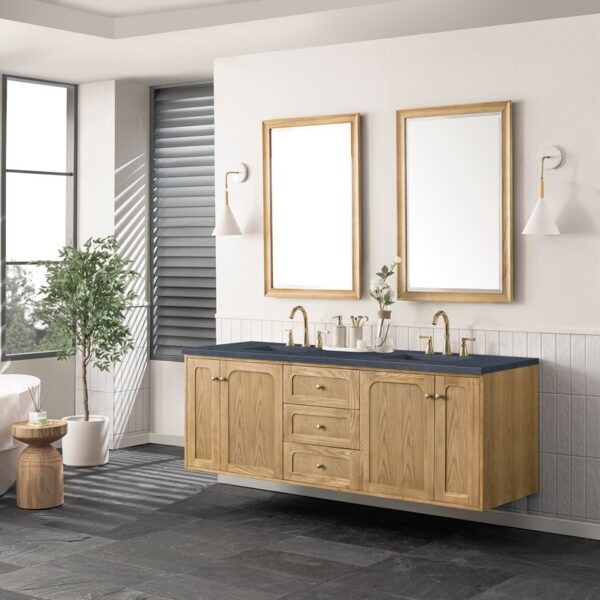 James Martin 545-V72-LNO-3CSP Laurent 72 Inch Light Natural Oak Double Sink Vanity with 3 cm Charcoal Soapstone Top