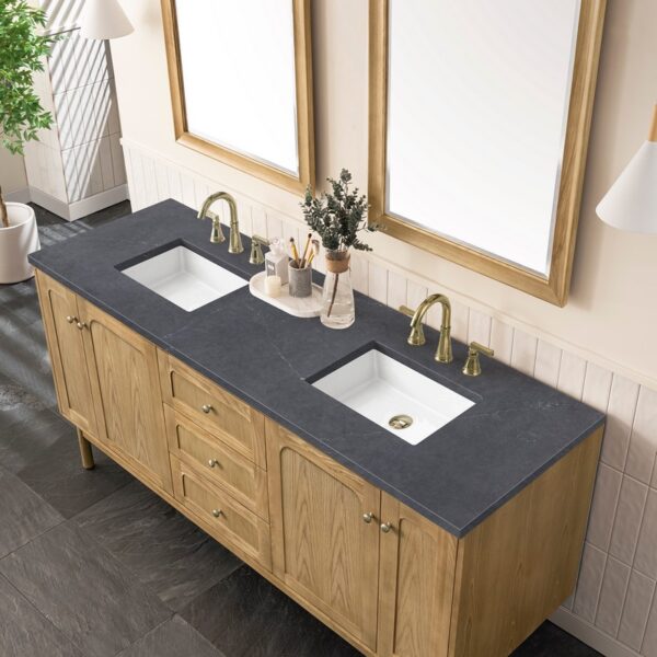 James Martin 545-V72-LNO-3CSP Laurent 72 Inch Light Natural Oak Double Sink Vanity with 3 cm Charcoal Soapstone Top