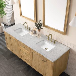 James Martin 545-V72-LNO-3EJP Laurent 72 Inch Light Natural Oak Double Sink Vanity with 3 cm Eternal Jasmine Pearl Top