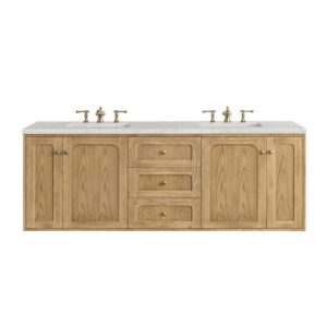 James Martin 545-V72-LNO-3EJP Laurent 72 Inch Light Natural Oak Double Sink Vanity with 3 cm Eternal Jasmine Pearl Top