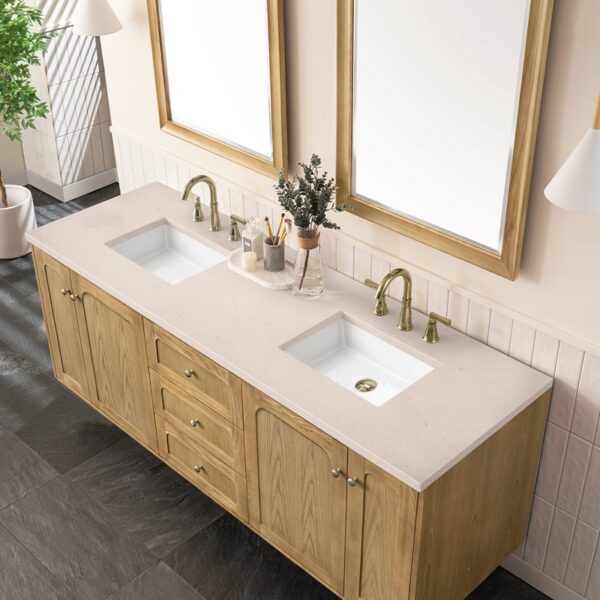 James Martin 545-V72-LNO-3EMR Laurent 72 Inch Light Natural Oak Double Sink Vanity with 3 cm Eternal Marfil Top