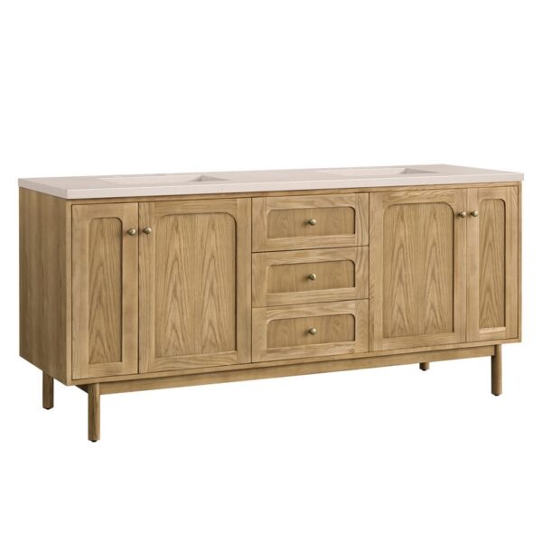 James Martin 545-V72-LNO-3EMR Laurent 72 Inch Light Natural Oak Double Sink Vanity with 3 cm Eternal Marfil Top