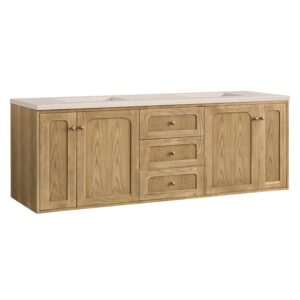 James Martin 545-V72-LNO-3EMR Laurent 72 Inch Light Natural Oak Double Sink Vanity with 3 cm Eternal Marfil Top