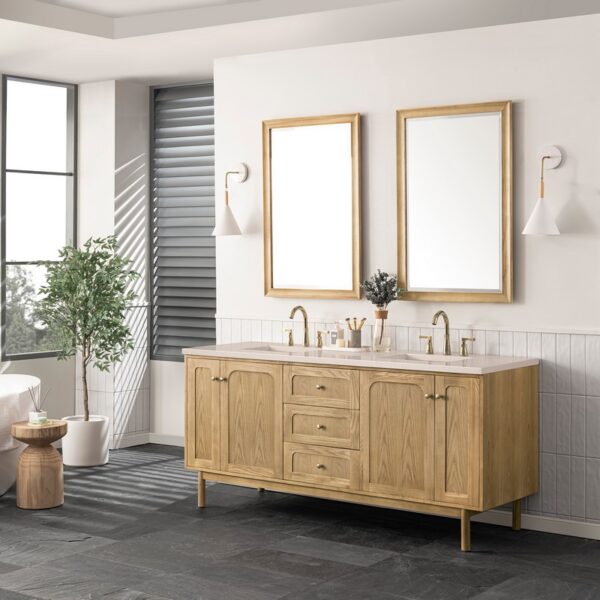 James Martin 545-V72-LNO-3EMR Laurent 72 Inch Light Natural Oak Double Sink Vanity with 3 cm Eternal Marfil Top