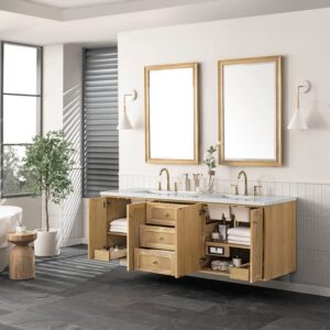 James Martin 545-V72-LNO-3ENC Laurent 72 Inch Light Natural Oak Double Sink Vanity with 3 cm Ethereal Noctis Top