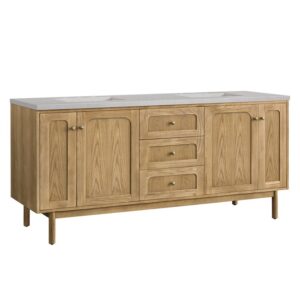 James Martin 545-V72-LNO-3ESR Laurent 72 Inch Light Natural Oak Double Sink Vanity with 3 cm Eternal Serena Top