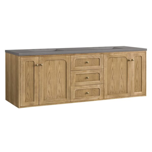 James Martin 545-V72-LNO-3GEX Laurent 72 Inch Light Natural Oak Double Sink Vanity with 3 cm Grey Expo Top