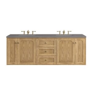 James Martin 545-V72-LNO-3GEX Laurent 72 Inch Light Natural Oak Double Sink Vanity with 3 cm Grey Expo Top