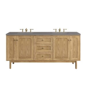 James Martin 545-V72-LNO-3GEX Laurent 72 Inch Light Natural Oak Double Sink Vanity with 3 cm Grey Expo Top