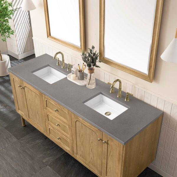 James Martin 545-V72-LNO-3GEX Laurent 72 Inch Light Natural Oak Double Sink Vanity with 3 cm Grey Expo Top