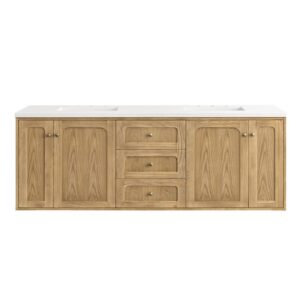 James Martin 545-V72-LNO-3WZ Laurent 72 Inch Double Vanity in Light Natural Oak with 3cm White Zeus Top