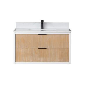 Altair 547036-AW-NM Dione 36 Inch Single Sink Bathroom Vanity with Carrara White Composite Stone Countertop without Mirror