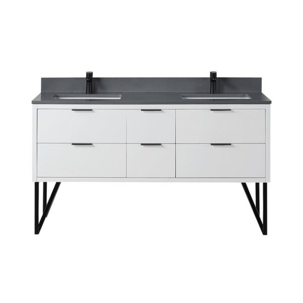 Altair 548060-CG-NM Helios 60 Inch Double Sink Bathroom Vanity with Concrete Gray Composite Stone Countertop without Mirror