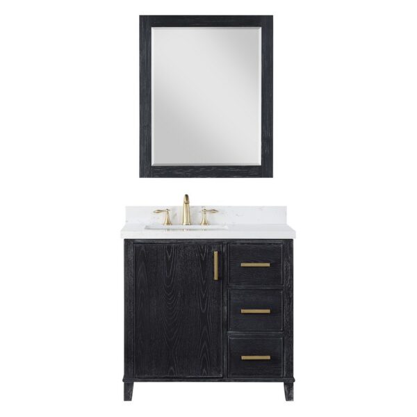 Altair 549036-BO-AW Weiser 36 Inch Single Sink Bathroom Vanity with Carrara White Composite Stone Countertop with Mirror