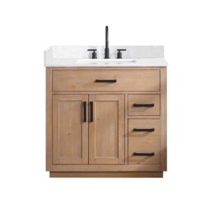 Altair 557036-GW-NM Gavino 35 1/4 Inch Single Bathroom Vanity with White Composite Stone Countertop without Mirror