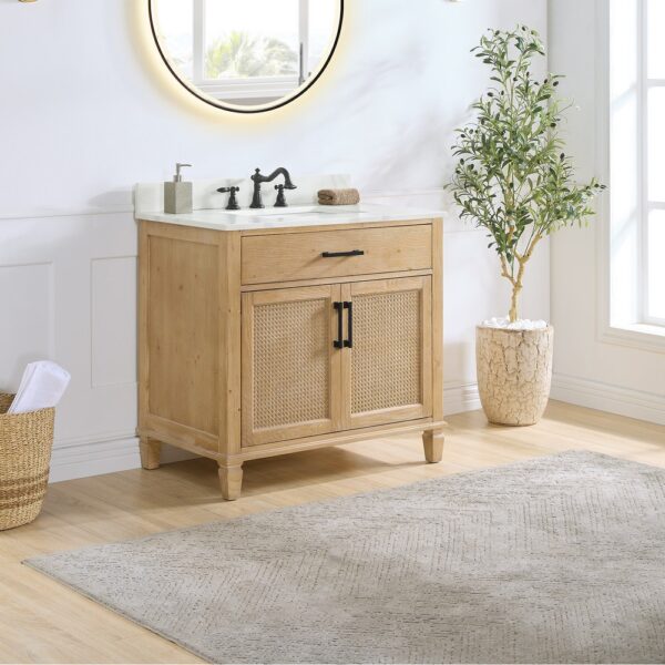 Altair 560036-CAB-WF-NM Solana 35 1/4 Inch Single Sink Bathroom Vanity Cabinet Only in Weathered Fir