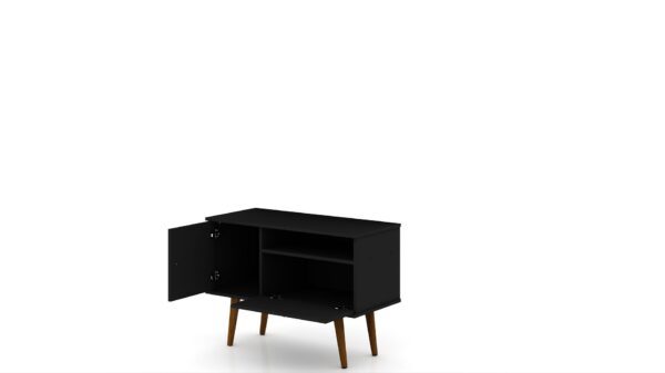 Manhattan Comfort Tribeca 35.43 Mid-Century Modern TV Stand with Solid Wood Legs in Black