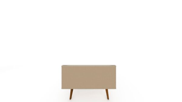 Manhattan Comfort Tribeca 35.43 Mid-Century Modern TV Stand with Solid Wood Legs in Off White and Nature