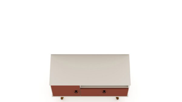 Manhattan Comfort Tribeca 35.43 Mid-Century Modern TV Stand with Solid Wood Legs in Off White and Terra Orange Pink