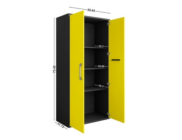 Manhattan Comfort Eiffel 6-Piece Garage Storage Set in Matte Black and Yellow