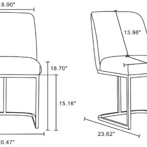 Manhattan Comfort Modern Serena 6 Piece Dining Set Upholstered in Leatherette with Steel Legs in Grey