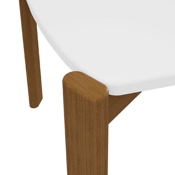 Manhattan Comfort Mid-Century Modern Gales 70.87 Dining Table with Solid Wood Legs in White - Set of 7