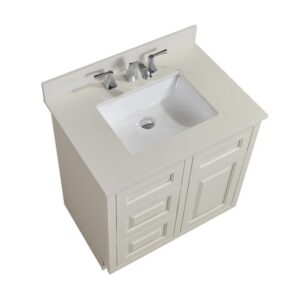 Altair 61031-CTP-MW Belluno 31 Inch Single Bathroom Vanity Top in Milano White with Ceramic Rectangle Undermount Sink