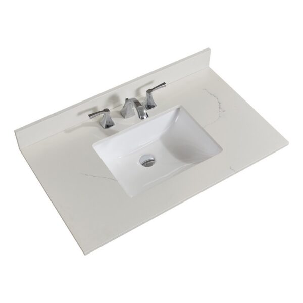 Altair 61037-CTP-MW Belluno 37 Inch Single Bathroom Vanity Top in Milano White with Ceramic Rectangle Undermount Sink