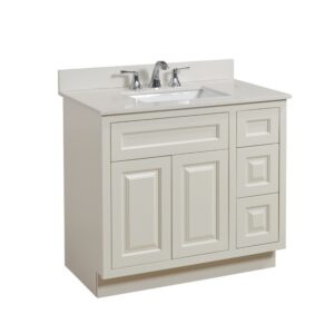 Altair 61037-CTP-MW Belluno 37 Inch Single Bathroom Vanity Top in Milano White with Ceramic Rectangle Undermount Sink